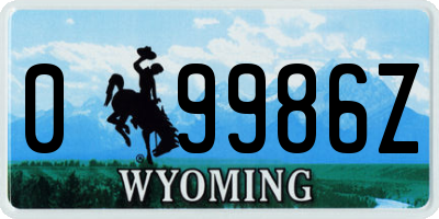 WY license plate 09986Z