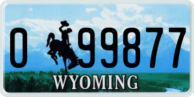 WY license plate 099877