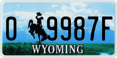 WY license plate 09987F