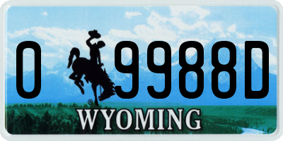 WY license plate 09988D