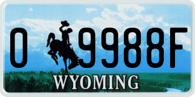 WY license plate 09988F