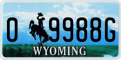 WY license plate 09988G