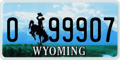 WY license plate 099907