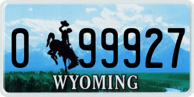 WY license plate 099927