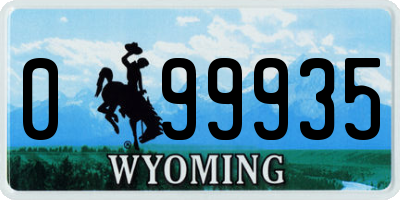 WY license plate 099935