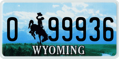 WY license plate 099936