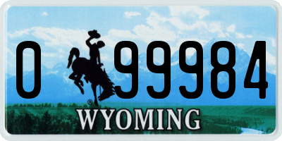 WY license plate 099984