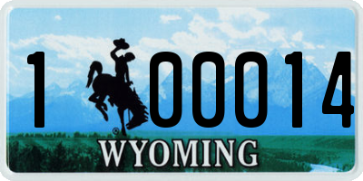 WY license plate 100014
