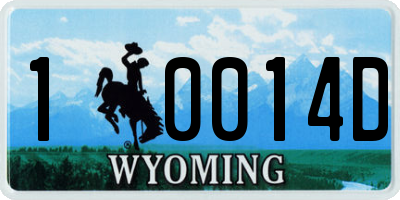 WY license plate 10014D