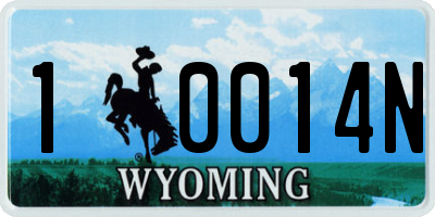 WY license plate 10014N