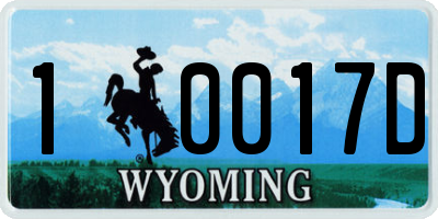 WY license plate 10017D