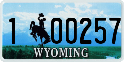 WY license plate 100257