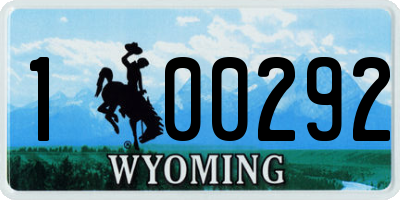 WY license plate 100292