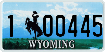 WY license plate 100445