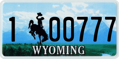 WY license plate 100777