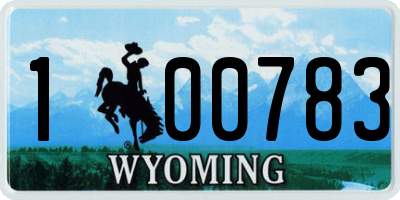 WY license plate 100783
