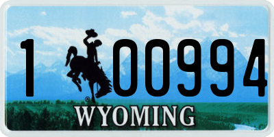 WY license plate 100994