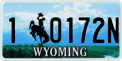 WY license plate 10172N