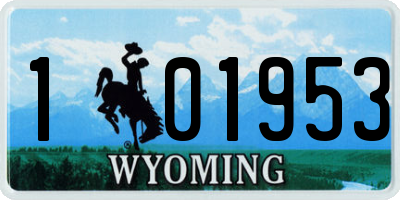WY license plate 101953