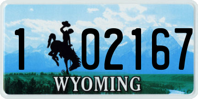 WY license plate 102167
