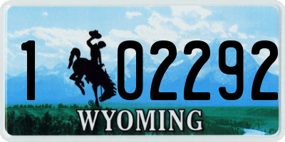 WY license plate 102292