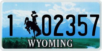 WY license plate 102357