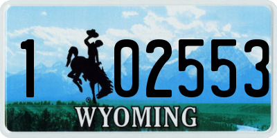 WY license plate 102553