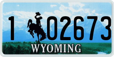 WY license plate 102673