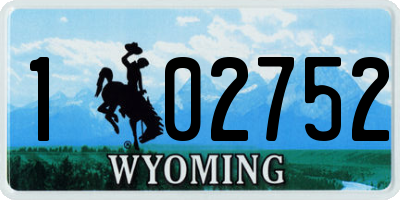 WY license plate 102752