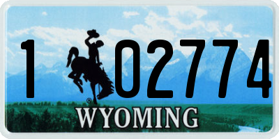 WY license plate 102774