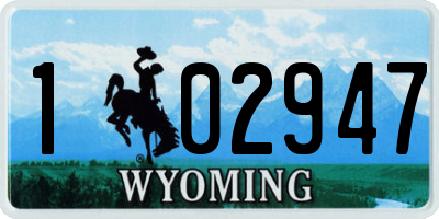 WY license plate 102947