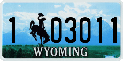 WY license plate 103011