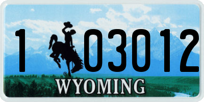 WY license plate 103012