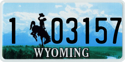 WY license plate 103157