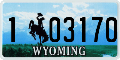 WY license plate 103170