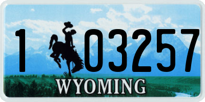 WY license plate 103257