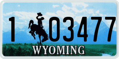 WY license plate 103477