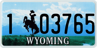 WY license plate 103765