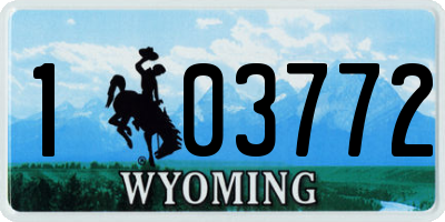 WY license plate 103772