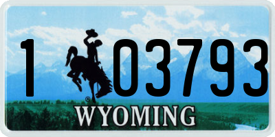WY license plate 103793