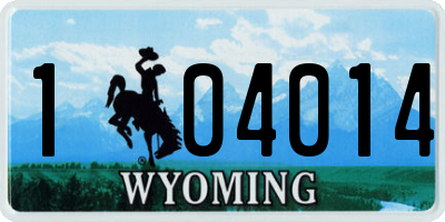 WY license plate 104014