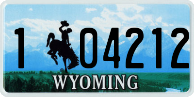 WY license plate 104212