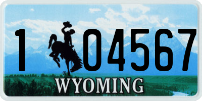 WY license plate 104567