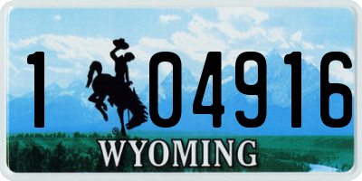 WY license plate 104916
