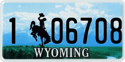 WY license plate 106708