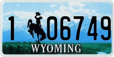 WY license plate 106749