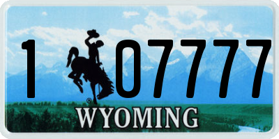 WY license plate 107777