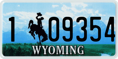WY license plate 109354