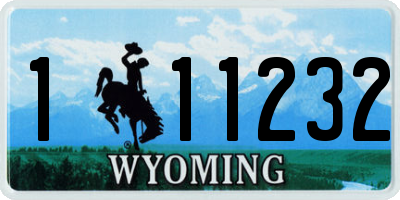 WY license plate 111232