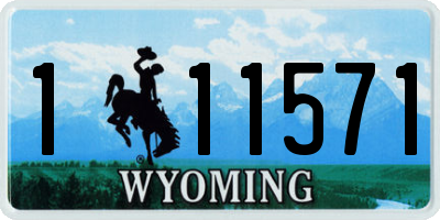 WY license plate 111571